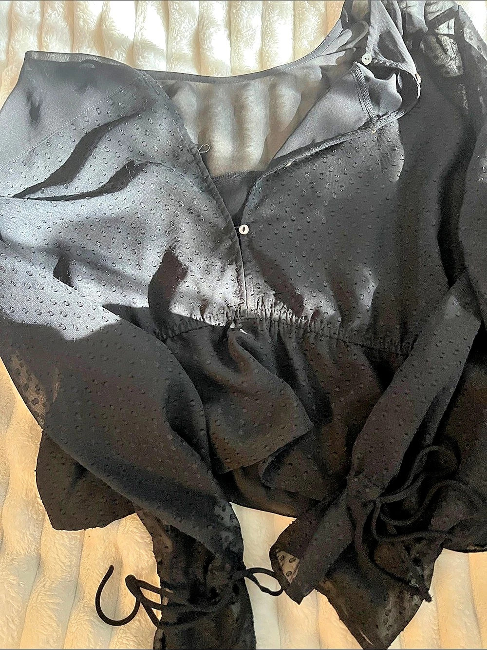 Express Black Swiss Dot Blouse Size XS NWT